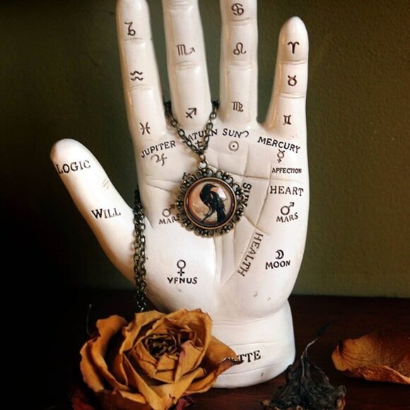 NEW - Orange Raven Ornate Necklace - Goth - Halloween - Crow - Spooky - Picture 5 of 5